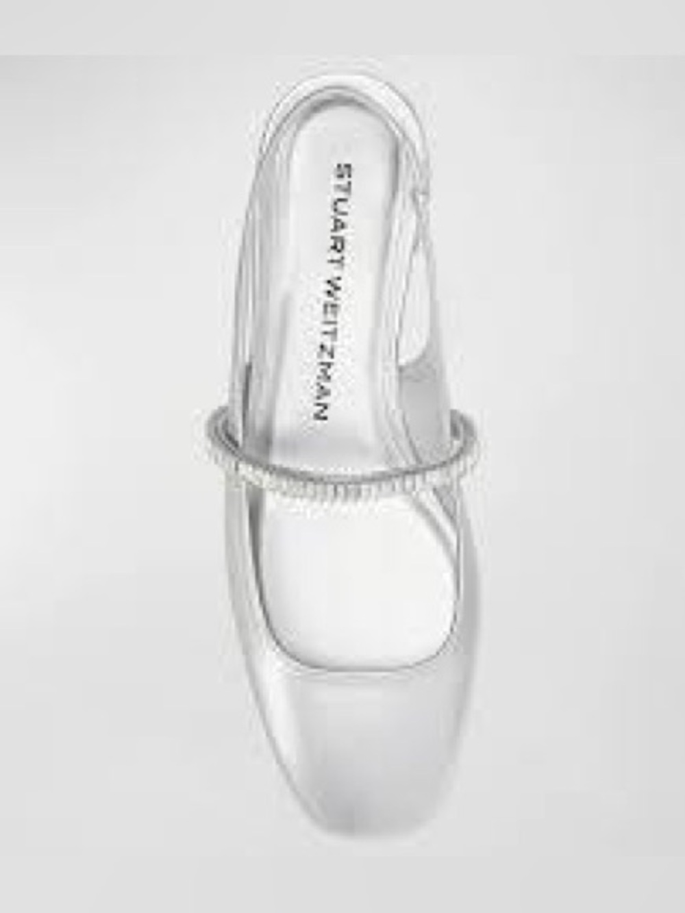 NIB Stuart Weitzman Stefanie Silver Metallic Slingback w/ Crystal Strap Sz 9.5